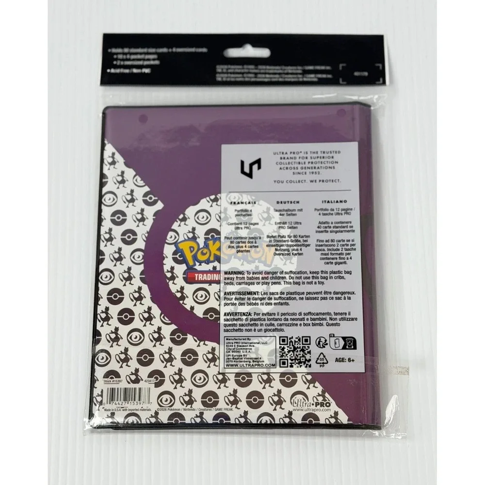 Ultra PRO Pokemon Mewtwo 4 Pocket Portfolio Binder 80 Cards 15397 New